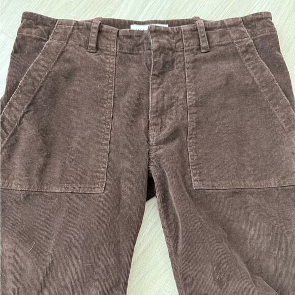 Nili Lotan Jenna Cropped Corduroy Patch Pocket Pants | Chocolate Brown | 0 - Picture 7 of 11